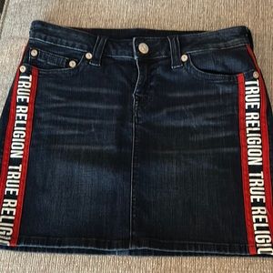 True Religion denim mini skirt. Brand new and never worn. Removes tags.